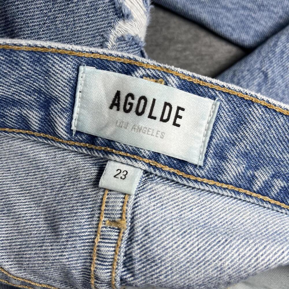 AGOLDE 90s Mid Rise Womens Size 23 LightWash Distressed cut#62170 style#A069C811 - Picture 4 of 9